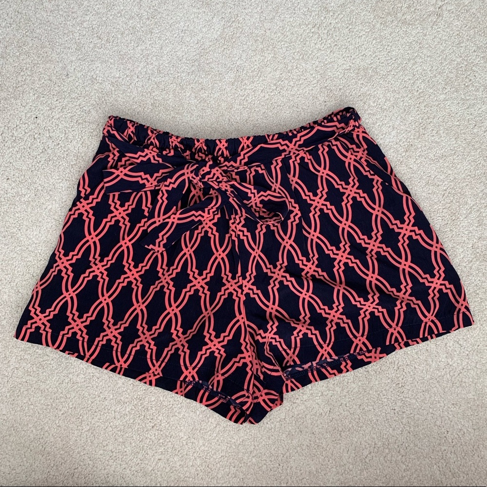 Blue Rain Medallion Navy Blue & Salmon Shorts Med